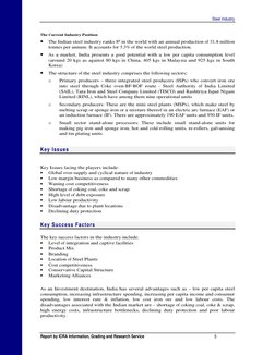 Steel Industry
Report by ICRA Information, Grading and Research Service