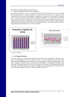 Steel Industry
Report by ICRA Information, Grading and Research Service