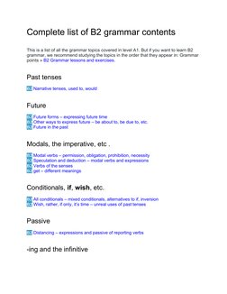 B2 Grammar Topics Overview | PDF
