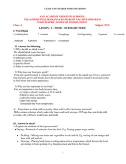 Food: Our Basic Need - Class 4 Notes | PDF | Foods | Raisin