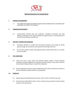 Drywall Installation Method Statement | PDF | Drywall | Wall