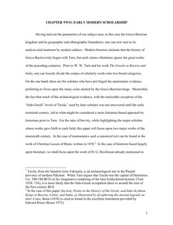 1
CHAPTER TWO: EARLY MODERN SCHOLARSHIP
Having laid out the parameters of our subject area, in this case the Greco-Bactrian