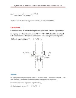 EJERCICIOS RESUELTOS—CIRCUITOS ELCTRONICOS III
f PD=
1
2 π (0.734 x10
6) (28.140 x10
−12)
=7.71Hz
Productodeancho debandade g