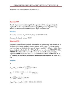 EJERCICIOS RESUELTOS—CIRCUITOS ELCTRONICOS III
Respuesta: actúa como dispositivo de protección Q4
Ejercicio 13.7 
Para la eta