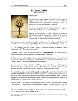 I.E.P “Segundo Cabrera Muñoz”
2° Año
Prof. Percy Casas V.
1
El Corpus Christi
“Cuerpo de Cristo”
Introducción:
La celebración