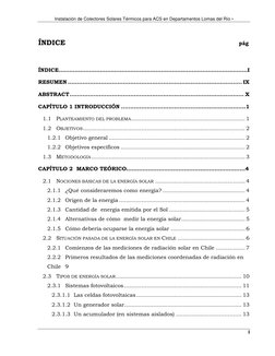 Instalación de Colectores Solares Térmicos para ACS en Departamentos Lomas del Río • 
 
i 
ÍNDICE