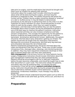 take prior to surgery, and the medications that should be brought with 
them (such as inhalers for patients with asthma).
Ins