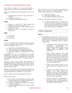 consti part 6: equal protection clause
Sec.  3  fines  a  violator  of  not  more  than  Php200  or 
imprisoning them of as t