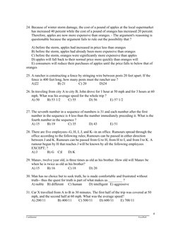 24. Because of winter storm damage, the cost of a pound of apples at the local supermarket 
has increased 40 percent while th