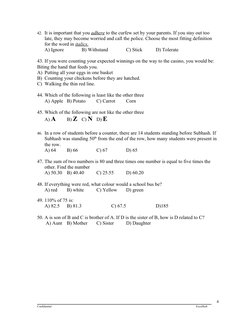 42. It is important that you adhere to the curfew set by your parents. If you stay out too 
late, they may become worried and