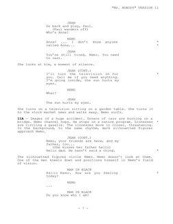 JEAN
Go back and play, Paul.
(Paul wanders off)
Who’s Anna?
NEMO
Anna? ... I don’t know anyone 
*
called Anna...
*
JEAN
You’r