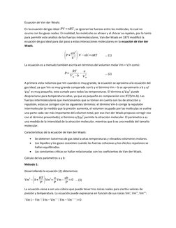 Ecuación de Van der Waals y Gases Reales | PDF | Gases | Termodinámica