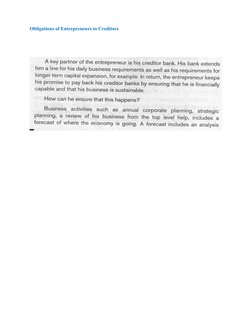 Obligations of Entrepreneurs to Creditors
