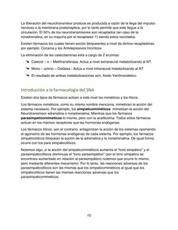 10 
La liberación del neurotransmisor produce es producida a razón de la llega del impulso 
nervioso a la membrana postsi