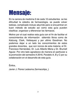 2 
Mensaje: 
En la carrera de medicina 9 de cada 10 estudiantes  se les 
dificultad la cátedra de farmacología, se puede