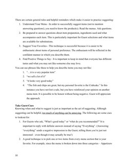 There are certain general rules and helpful reminders which make it easier to practice suggesting:
1. Understand Your Menu -