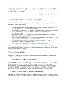 Sample Editorial Topics Editorial Writing Examples | PDF | Essays | Newspapers