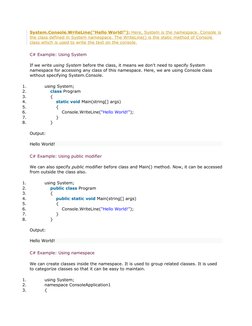 C# Programming Language Overview | PDF | Data Type | C Sharp ...