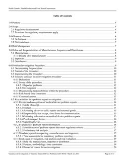 Health Canada / Health Products and Food Branch Inspectorate
 
 
Guidance on Investigation of Reported Medical Device Problem