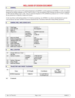 WELL BASIS OF DESIGN DOCUMENT 
Rev 3 (5th Oct 05) 
 Page 1 of 6 
 
30/08/13 
1. 
GENERAL 
 
ZONES field was discovered in 197