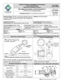 ESPECIFICACIÓN DEL PROCEDIMIENTO DE SOLDADURA
JUNTAS LONGITUDINALES
Elaboración de Soldaduras en Servicio
WPS- SMAW-
UA