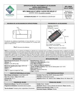 ESPECIFICACIÓN DEL PROCEDIMIENTO DE SOLDADURA
JUNTAS LONGITUDINALES
Elaboración de Soldaduras en Servicio
WPS- SMAW-
UA