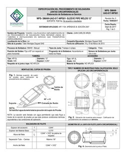 ESPECIFICACIÓN DEL PROCEDIMIENTO DE SOLDADURA
JUNTAS CIRCUNFERENCIALES
Elaboración de Soldaduras en Servicio
WPS- SMAW-