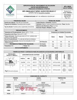 ESPECIFICACIÓN DEL PROCEDIMIENTO DE SOLDADURA
JUNTAS CIRCUNFERENCIALES
Elaboración de Soldaduras en Servicio
WPS- SMAW-