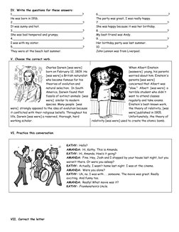 IV. Write the questions for these answers:
1.______________________________________?
He was born in 1916.
2._________________