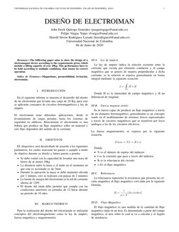 UNIVERSIDAD NACIONAL DE COLOMBIA, FACULTAD DE INGENIER´IA, TALLER DE INGENIER´IA, 2020-I
1
DISE ˜NO DE ELECTROIMAN
John Erick