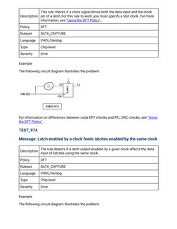 Description
This rule checks if a clock signal drives both the data input and the clock
pin of a latch.For this rule to work,