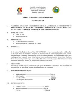 Republic of the Philippines
Province of Agusan del Norte
Municipality of Jabonga
Barangay Magsaysay
OFFICE OF THE SANGGUNIANG