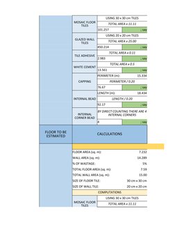 Tile Work Estimation Guide | PDF | Tile | Wall