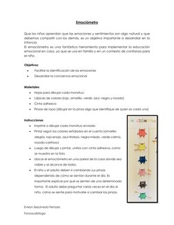 Evelyn Sepúlveda Ferrada 
Fonoaudióloga 
 
Emociómetro 
 
 
Que los niños aprendan que las emociones y sentimientos son alg