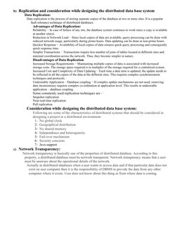 b) Replication and consideration while designing the distributed data base system
Data Replication:
Data replication is the p