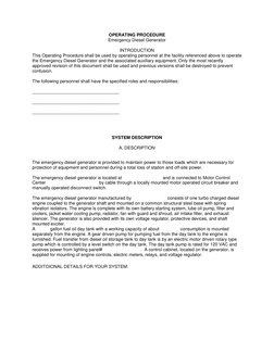 Emergency Diesel Generator Operations Manual | PDF | Electric Generator ...