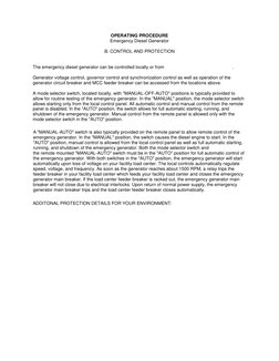 Emergency Diesel Generator Operations Manual | PDF | Electric Generator ...