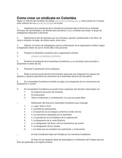 Pasos para crear un sindicato en Colombia | PDF | Sindicato | Colombia