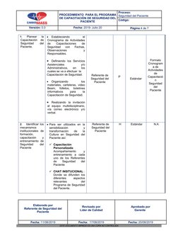 PROCEDIMIENTO  PARA EL PROGRAMA
DE CAPACITACIÓN DE SEGURIDAD DEL
PACIENTE
Proceso:                                    
Seguri