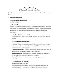 Plan de Marketing 
(Diligencie la presente plantilla)
Plantilla para elaboración de un plan de mercadeo del curso “Plan de Me