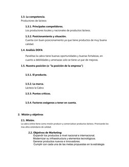 1.3. La competencia.
Productores de lácteos
1.3.1. Principales competidores.
Los productores locales y nacionales de producto