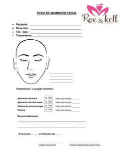 FICHA DE ANAMNESIS FACIAL 
 
 Paciente:   __________________________________ 
 Dirección:  ____