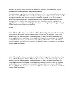 The aim of the research was to determine the effect of the integrative approach through reading 
comprehension on the develop