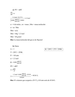 Ejercicios de Gases Ideales Resueltos | PDF | Gases | Mole (Unidad)
