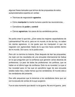 algunas frases textuales que leímos de las propuestas de estos 
autoproclamados expertos en ventas: 
 
Técnicas de negociació