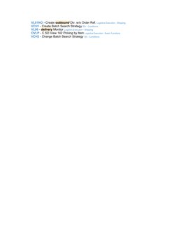 Outbound Delivery Tcode SAP Outbound Delivery Tcodes Overview | PDF | Delivery (Commerce ...