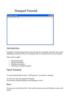Notepad Tutorial for Beginners | PDF | Text File | System Software