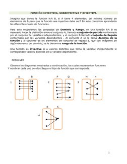 1
 
FUNCIÓN INYECTIVA, SOBREYECTIVA Y BIYECTIVA
Imagina  que  tienes  la  función  h:A  B,  si  A  tiene  4  elementos,  ¿el