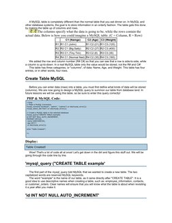 A MySQL table is completely different than the normal table that you eat dinner on. In MySQL and 
other database systems, the