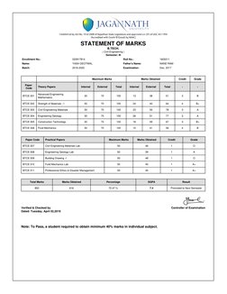 B.Tech Civil Engineering Semester III Marks | PDF | Engineering | Academia